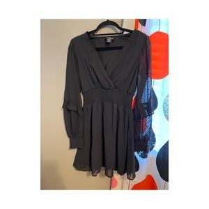 Black Shirred Waist Mini Dress